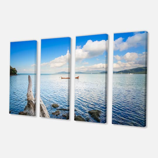 Designart - Small Wooden Boat and Tree Trunk
